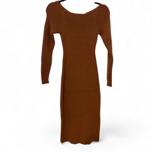 SHEIN Brown Long Sleeve Knit Dress